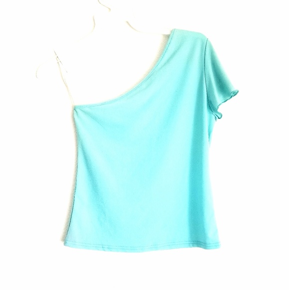 Light Blue one off shoulder Blouse - Picture 1 of 3
